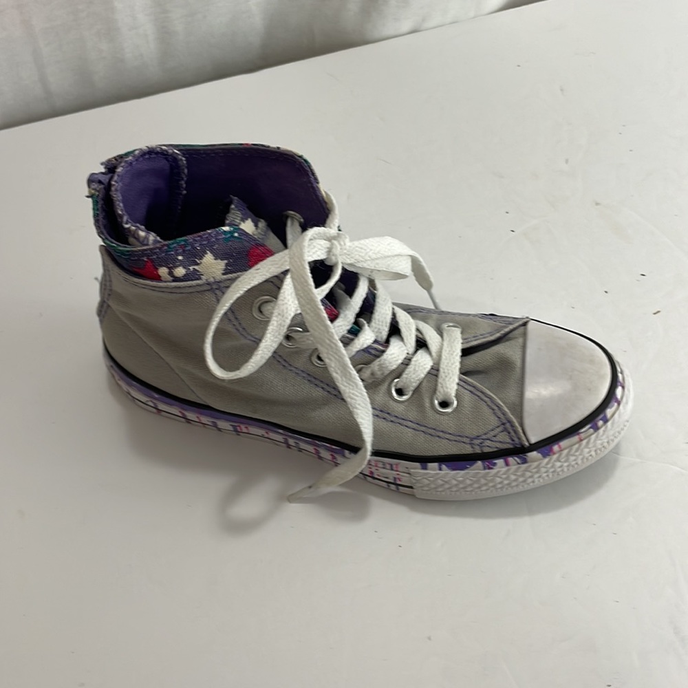 Converse Chuck Taylor All Star Gray and Purple High Tops Size 1